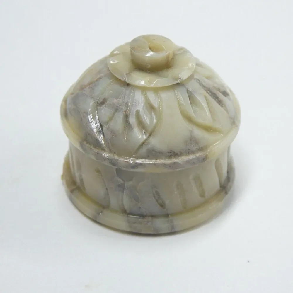 Carved Soapstone Stone Trinket Box Miniature Tiny Vintage